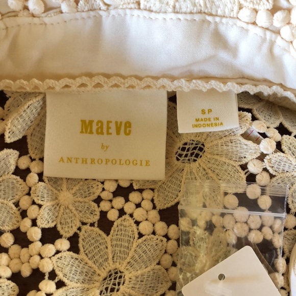 Maeve Lace Half Sleeve Button down Shirt Small Petite - Picture 8 of 9